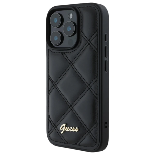 Чохол Guess Quilted Metal Logo для iPhone 16 Pro Black (GUHCP16LPSQSQSK)