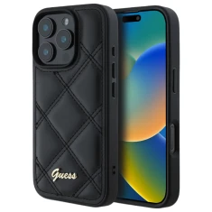 Чохол Guess Quilted Metal Logo для iPhone 16 Pro Black (GUHCP16LPSQSQSK)