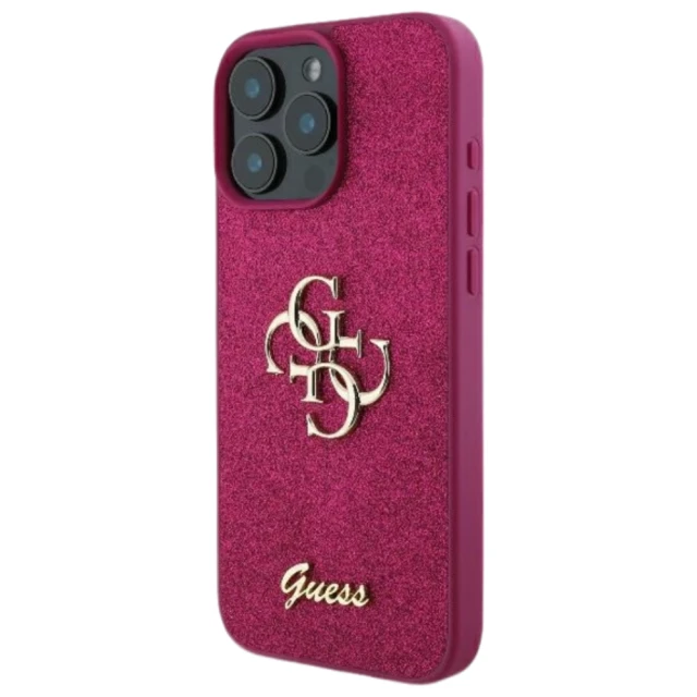 Чохол Guess Glitter Script Big 4G для iPhone 16 Pro Max Purple (GUHCP16XHG4SGU)