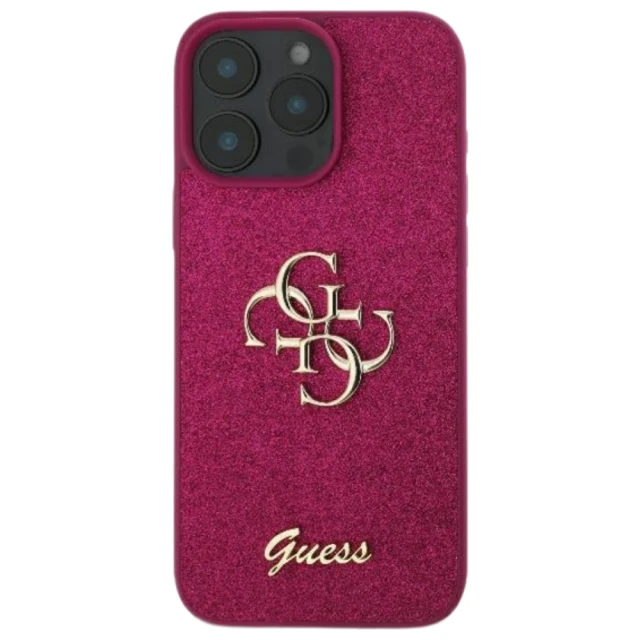 Чохол Guess Glitter Script Big 4G для iPhone 16 Pro Max Purple (GUHCP16XHG4SGU)