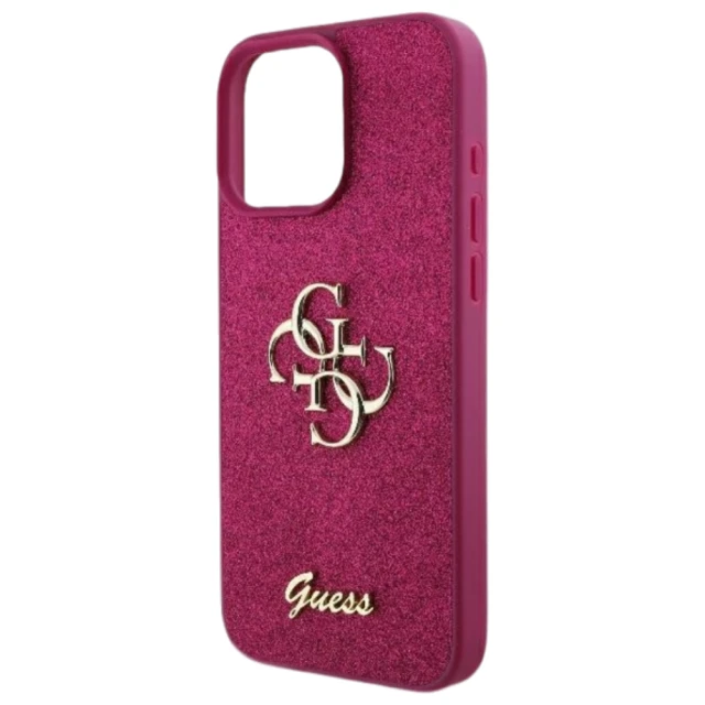 Чохол Guess Glitter Script Big 4G для iPhone 16 Pro Max Purple (GUHCP16XHG4SGU)