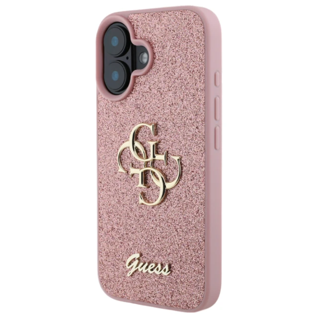 Чохол Guess Glitter Script Big 4G для iPhone 16 Pink (GUHCP16SHG4SGP)