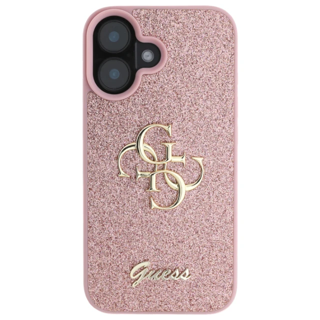 Чохол Guess Glitter Script Big 4G для iPhone 16 Pink (GUHCP16SHG4SGP)