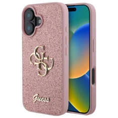 Чохол Guess Glitter Script Big 4G для iPhone 16 Pink (GUHCP16SHG4SGP)