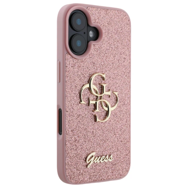 Чохол Guess Glitter Script Big 4G для iPhone 16 Pink (GUHCP16SHG4SGP)