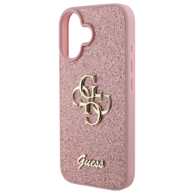 Чохол Guess Glitter Script Big 4G для iPhone 16 Pink (GUHCP16SHG4SGP)