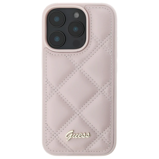 Чохол Guess Quilted Metal Logo для iPhone 16 Pro Pink (GUHCP16LPSQSQSP)