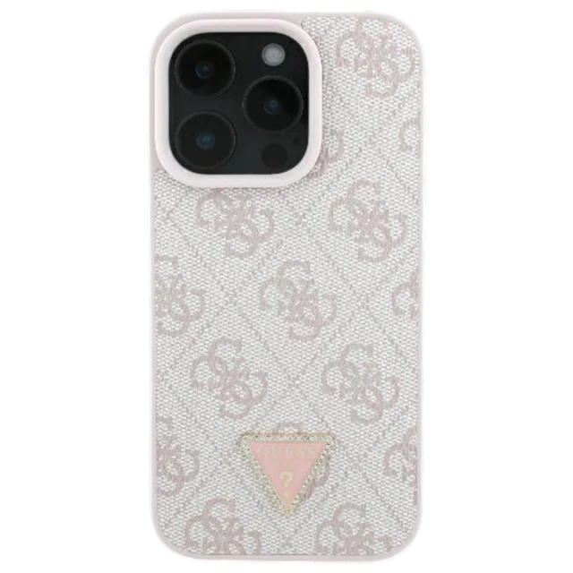 Чохол Guess Leather 4G Triangle Strass для iPhone 16 Pro Max Pink (GUHCP16XP4TDPP)