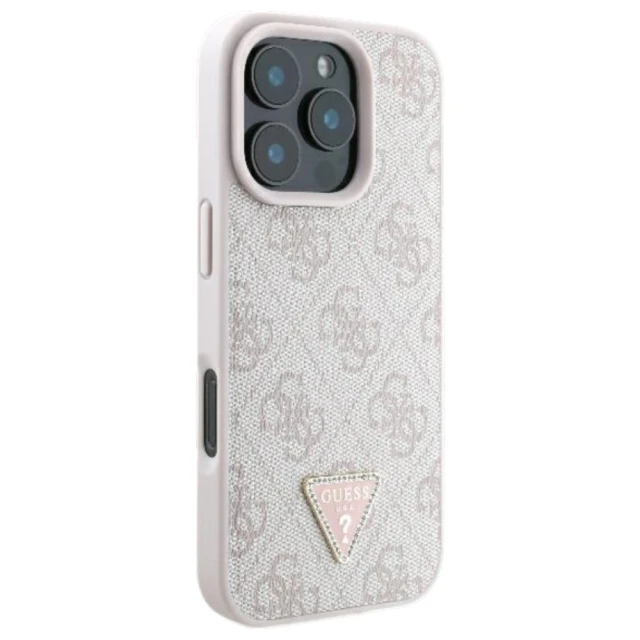 Чохол Guess Leather 4G Triangle Strass для iPhone 16 Pro Max Pink (GUHCP16XP4TDPP)