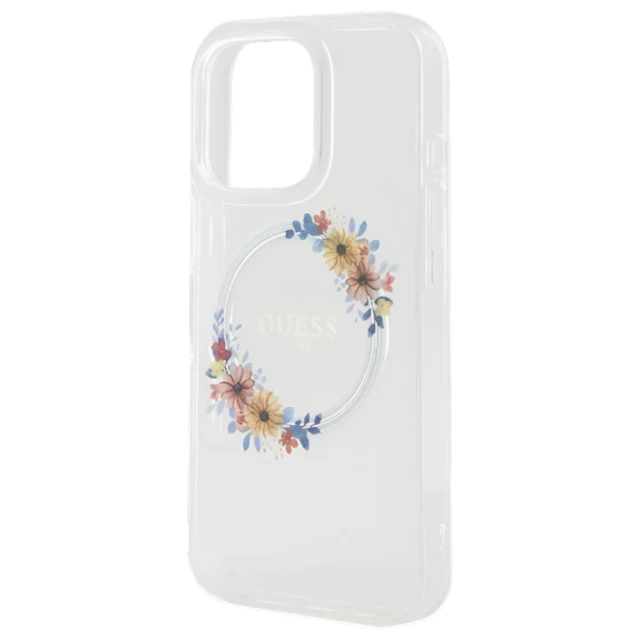 Чохол Guess IML Flowers Wreath для iPhone 16 Pro Transparent with MagSafe (GUHMP16LHFWFCT)