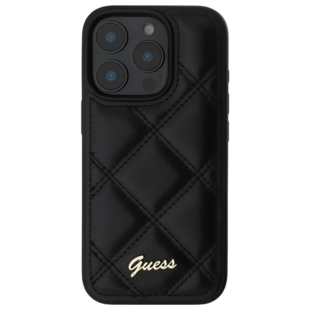 Чохол Guess Quilted Metal Logo для iPhone 16 Pro Max Black (GUHCP16XPSQSQSK)