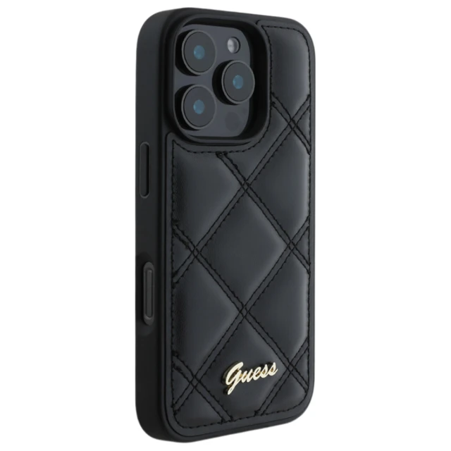 Чохол Guess Quilted Metal Logo для iPhone 16 Pro Max Black (GUHCP16XPSQSQSK)