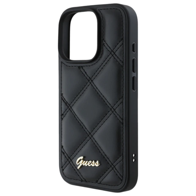 Чохол Guess Quilted Metal Logo для iPhone 16 Pro Max Black (GUHCP16XPSQSQSK)