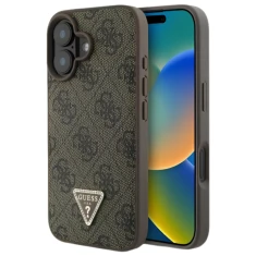 Чохол Guess Leather 4G Triangle Strass для iPhone 16 Plus Brown (GUHCP16MP4TDPW)