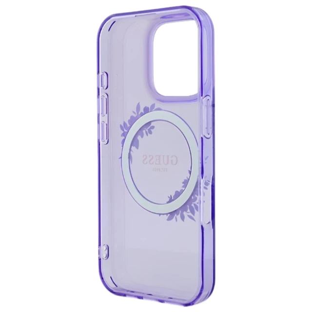 Чохол Guess IML Flowers Wreath для iPhone 16 Pro Purple with MagSafe (GUHMP16LHFWFCU)