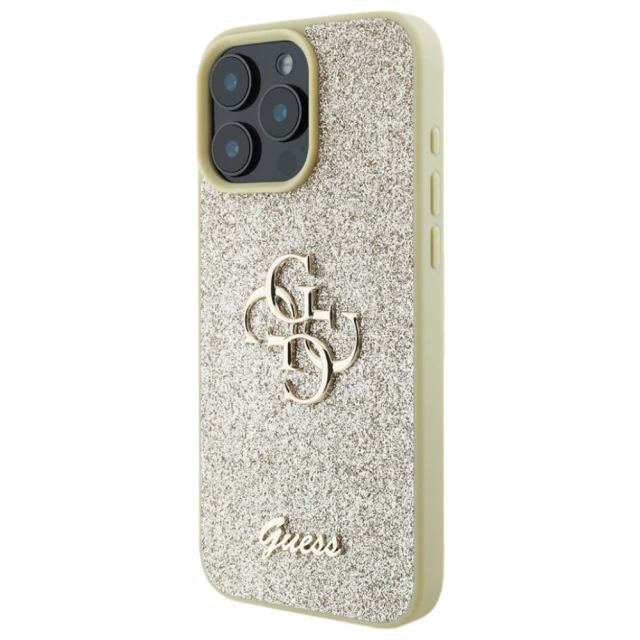 Чохол Guess Glitter Script Big 4G для iPhone 16 Pro Gold (GUHCP16LHG4SGD)