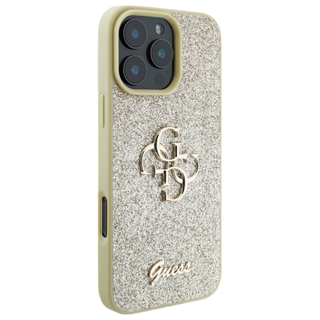 Чохол Guess Glitter Script Big 4G для iPhone 16 Pro Gold (GUHCP16LHG4SGD)