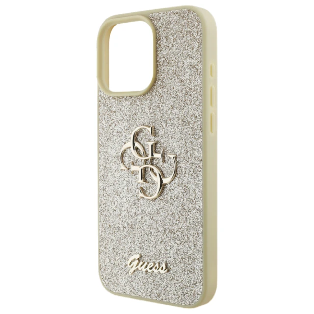 Чохол Guess Glitter Script Big 4G для iPhone 16 Pro Gold (GUHCP16LHG4SGD)