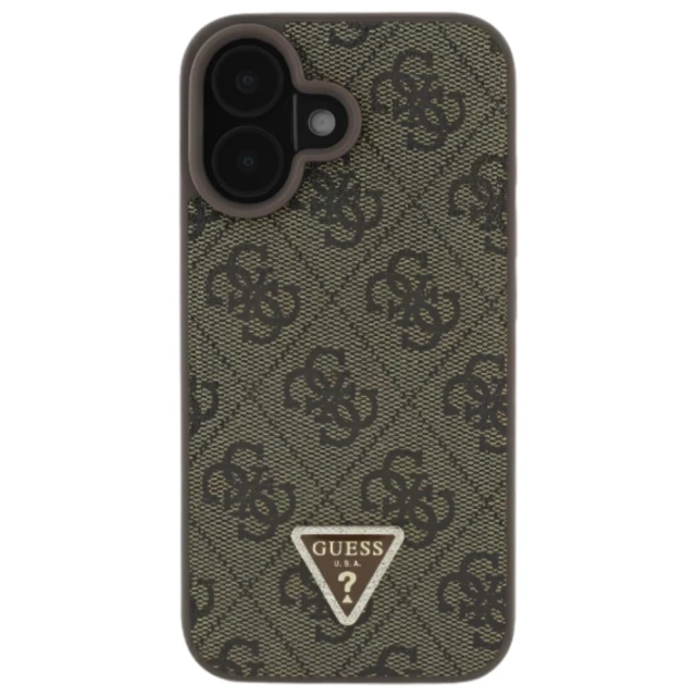 Чохол Guess Leather 4G Triangle Strass для iPhone 16 Brown (GUHCP16SP4TDPW)