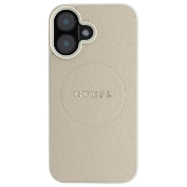 Чохол Guess Grained Gold Ring для iPhone 16 Beige with MagSafe (GUHMP16SPGHSMME)
