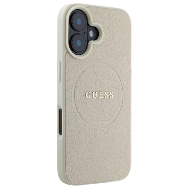 Чохол Guess Grained Gold Ring для iPhone 16 Beige with MagSafe (GUHMP16SPGHSMME)