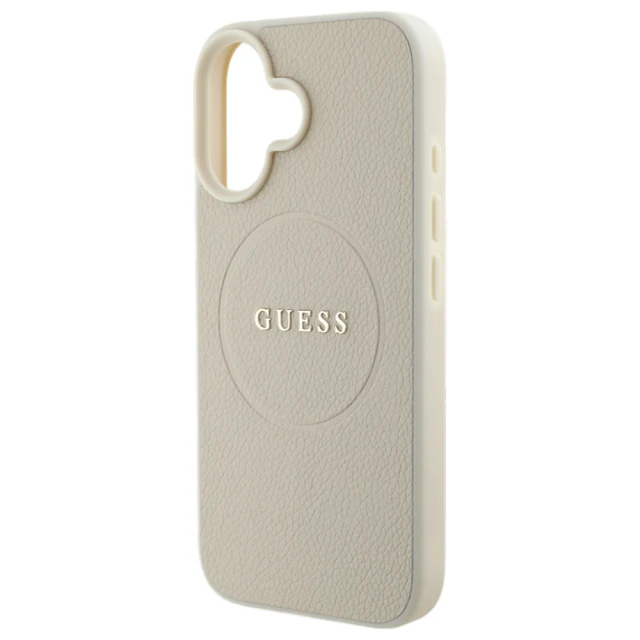 Чохол Guess Grained Gold Ring для iPhone 16 Beige with MagSafe (GUHMP16SPGHSMME)
