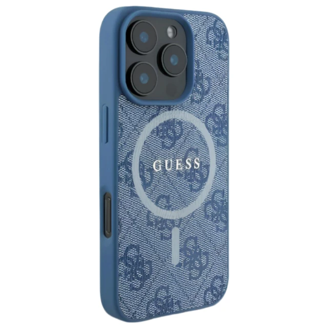 Чохол Guess 4G Collection Leather Metal Logo для iPhone 16 Pro Blue with MagSafe (GUHMP16LG4GFRB)