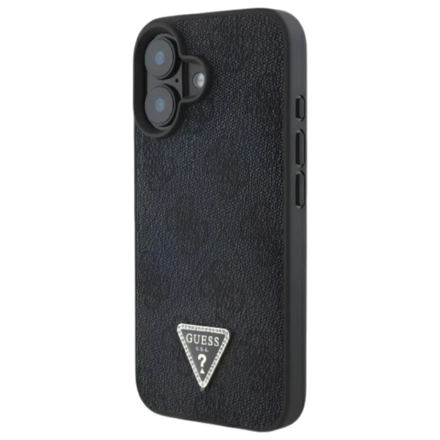 Чохол Guess Leather 4G Triangle Strass для iPhone 16 Plus Black (GUHCP16MP4TDPK)