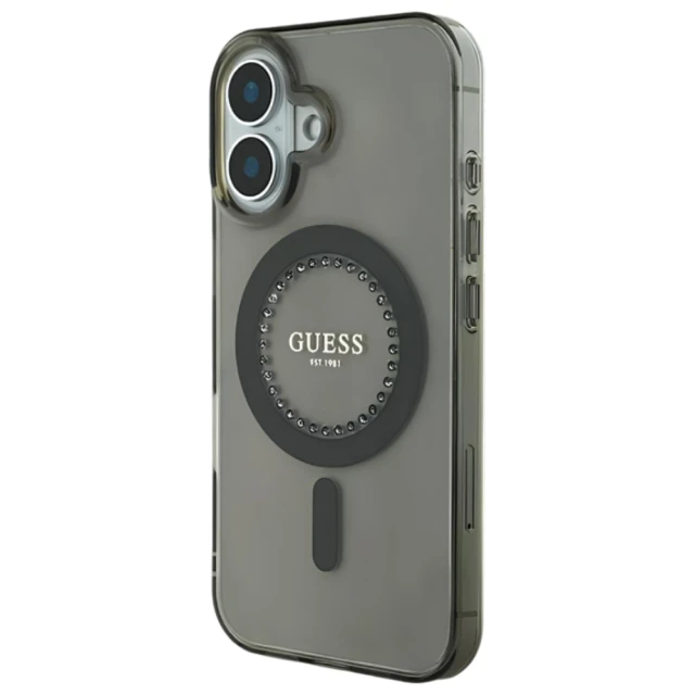 Чохол Guess IML Rhinestones для iPhone 16 Plus Black with MagSafe (GUHMP16MPFTDTEK)