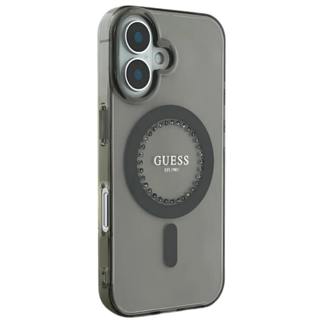 Чохол Guess IML Rhinestones для iPhone 16 Plus Black with MagSafe (GUHMP16MPFTDTEK)