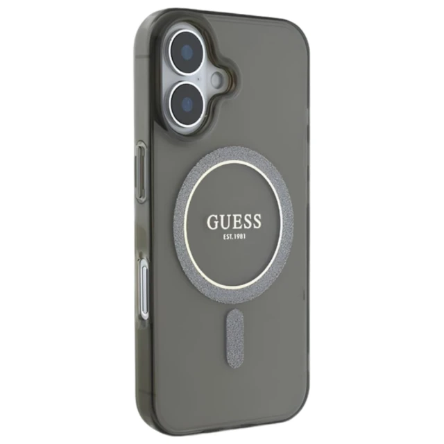 Чохол Guess IML Glitter Circle для iPhone 16 Black with MagSafe (GUHMP16SHFGEREK)