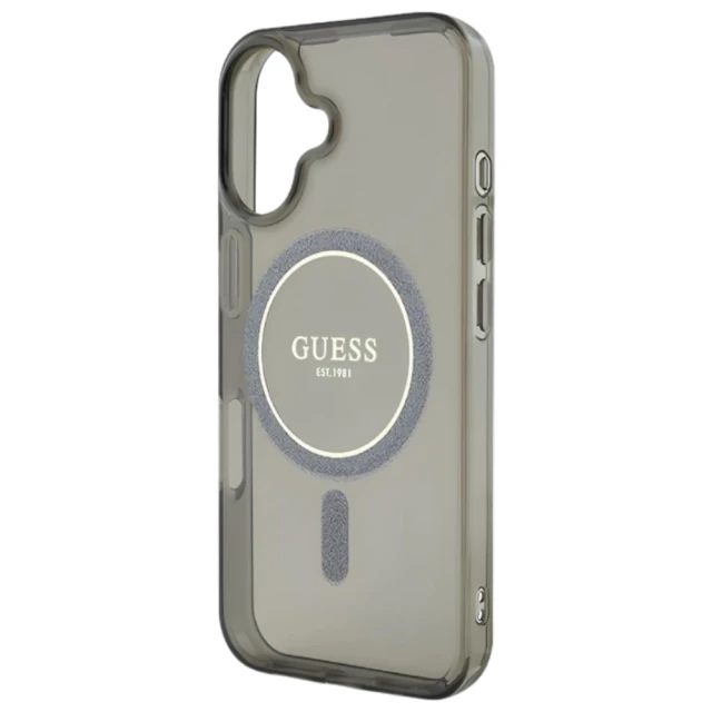 Чохол Guess IML Glitter Circle для iPhone 16 Black with MagSafe (GUHMP16SHFGEREK)