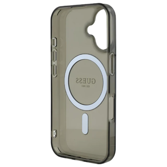 Чохол Guess IML Glitter Circle для iPhone 16 Black with MagSafe (GUHMP16SHFGEREK)