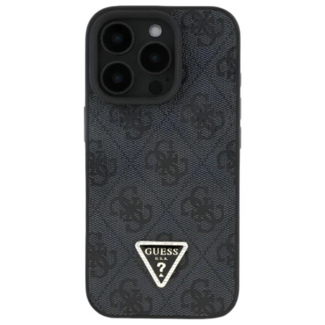 Чохол Guess Leather 4G Triangle Strass для iPhone 16 Pro Max Black (GUHCP16XP4TDPK)