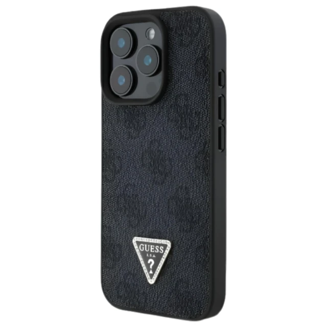 Чохол Guess Leather 4G Triangle Strass для iPhone 16 Pro Black (GUHCP16LP4TDPK)