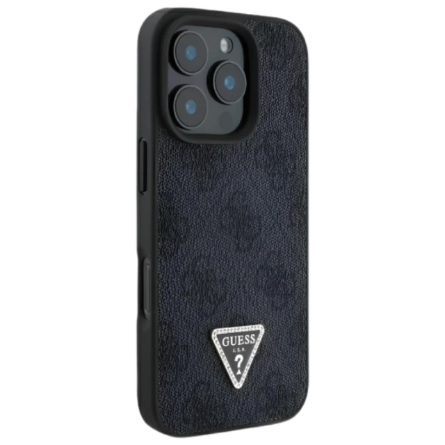 Чохол Guess Leather 4G Triangle Strass для iPhone 16 Pro Black (GUHCP16LP4TDPK)