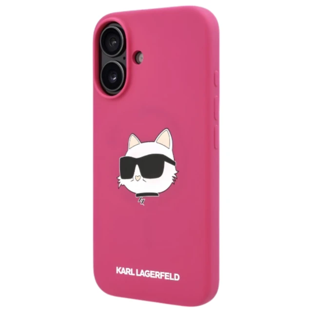Чохол Karl Lagerfeld Silicone Choupette Head для iPhone 16 Fuchsia with MagSafe (KLHMP16SSCHPPLF)
