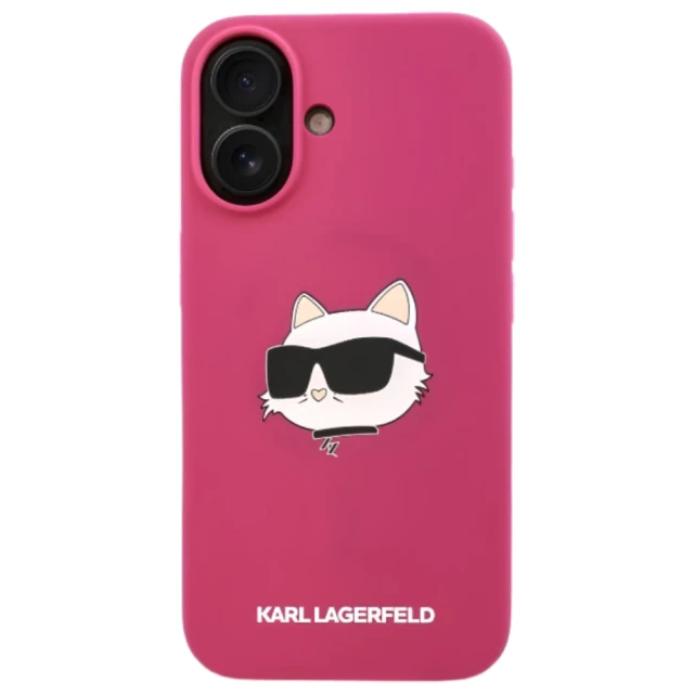 Чохол Karl Lagerfeld Silicone Choupette Head для iPhone 16 Fuchsia with MagSafe (KLHMP16SSCHPPLF)