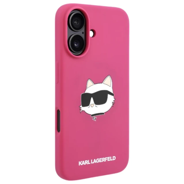 Чохол Karl Lagerfeld Silicone Choupette Head для iPhone 16 Fuchsia with MagSafe (KLHMP16SSCHPPLF)