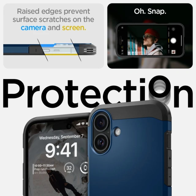 Чехол Spigen Tough Armor для iPhone 16 Navy Blue with MagSafe (ACS08217)