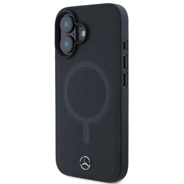Чохол Mercedes Plain Smooth Leather для iPhone 16 Black with MagSafe (MEHMP16S23RCMK)