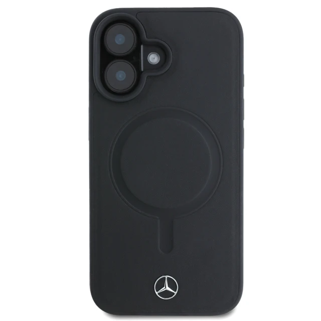Чохол Mercedes Plain Smooth Leather для iPhone 16 Black with MagSafe (MEHMP16S23RCMK)