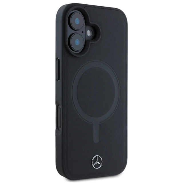 Чохол Mercedes Plain Smooth Leather для iPhone 16 Black with MagSafe (MEHMP16S23RCMK)