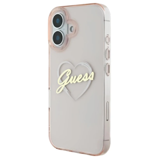 Чохол Guess IML Heart для iPhone 16 Pink (GUHCP16SHCHGSPP)