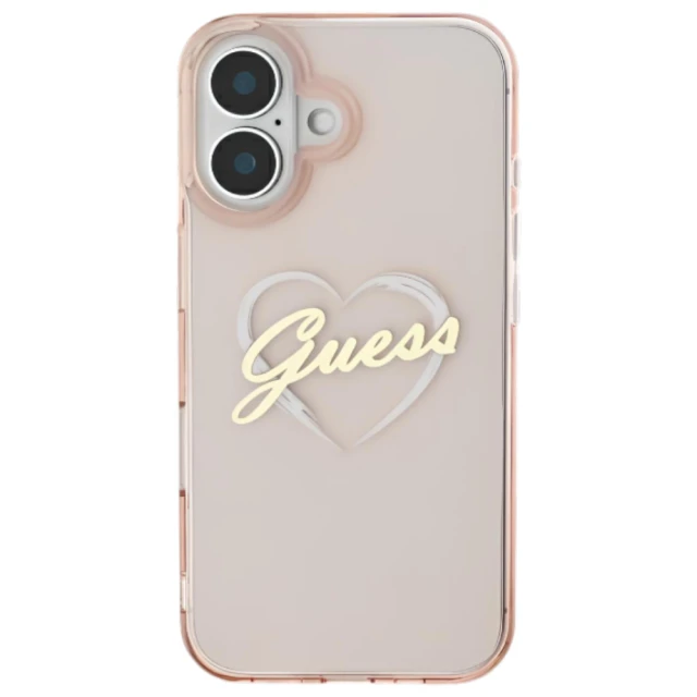 Чохол Guess IML Heart для iPhone 16 Pink (GUHCP16SHCHGSPP)