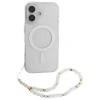 Чехол Guess IML Glitter with Pearl Strap для iPhone 16 Transparent with MagSafe (GUHMP16SHGCRELST)