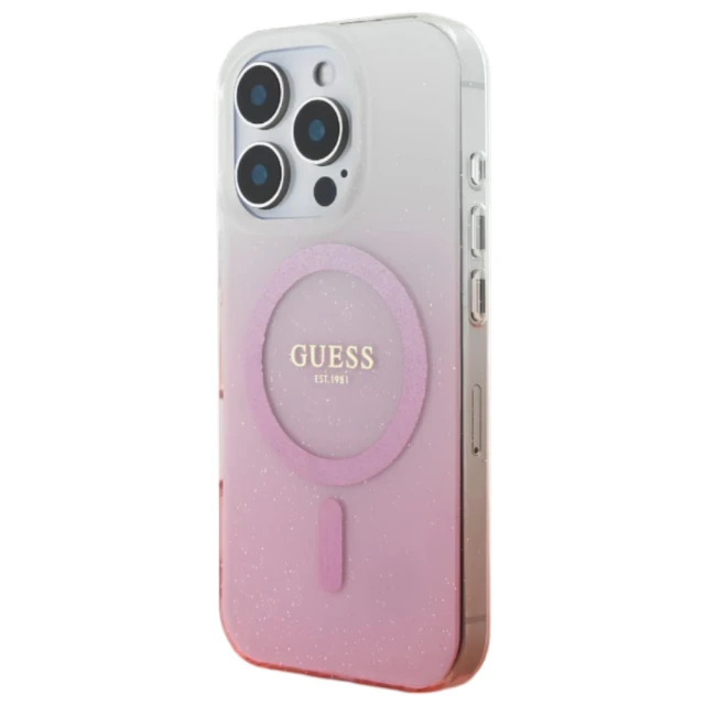 Чохол Guess IML Glitter Gradient для iPhone 16 Pro Max Pink with MagSafe (GUHMP16XHGRCELP)