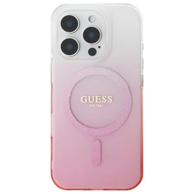 Чохол Guess IML Glitter Gradient для iPhone 16 Pro Max Pink with MagSafe (GUHMP16XHGRCELP)