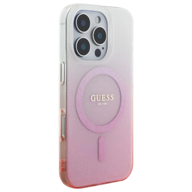 Чохол Guess IML Glitter Gradient для iPhone 16 Pro Max Pink with MagSafe (GUHMP16XHGRCELP)