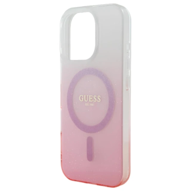 Чохол Guess IML Glitter Gradient для iPhone 16 Pro Max Pink with MagSafe (GUHMP16XHGRCELP)
